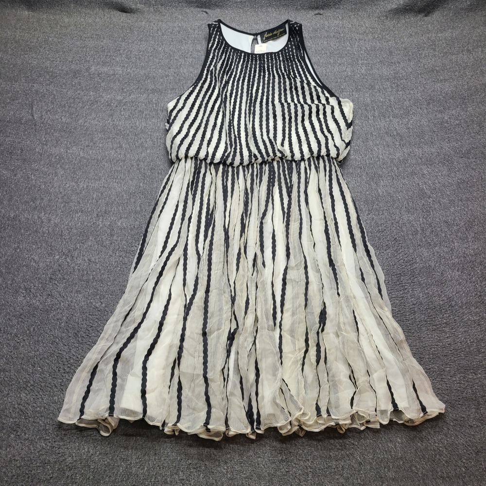 Geisha Designs Anthropologie Dress Womens 6 Black White NEW Wave Stripe Midi